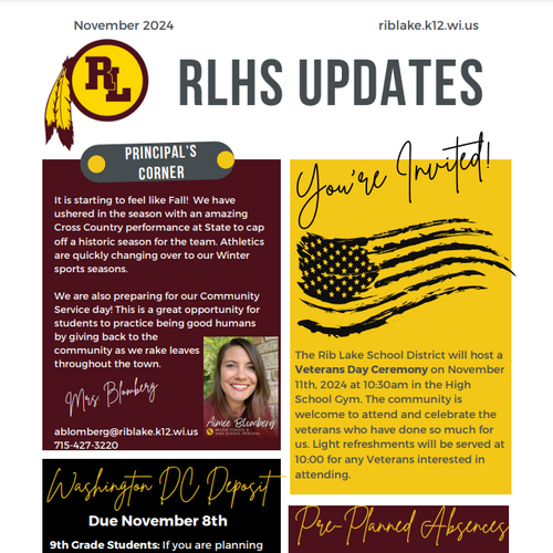 Rib Lake High School Monthly Newsletter