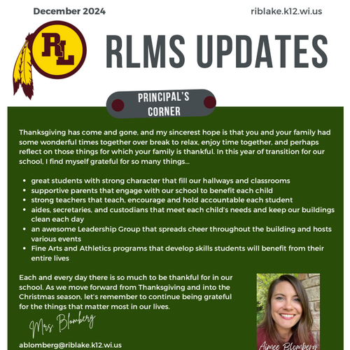 Rib Lake Middle School Monthly Newsletter