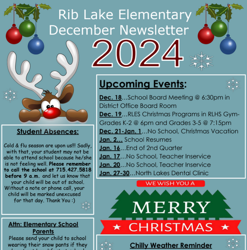 Rib Lake Elementary School Monthly Newsletter